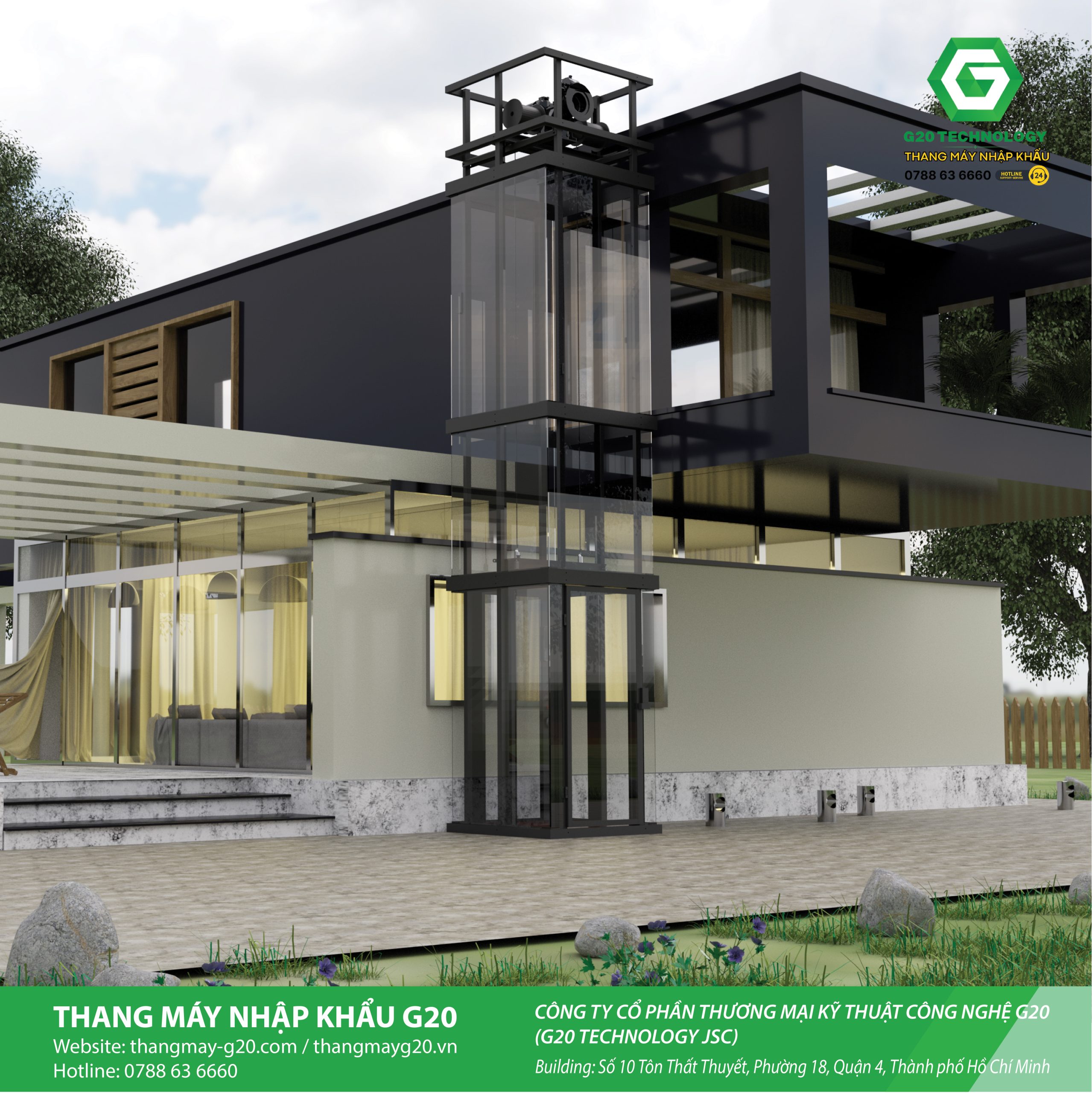 THANG MÁY KÍNH VUÔNG CỬA 1 CÁNH